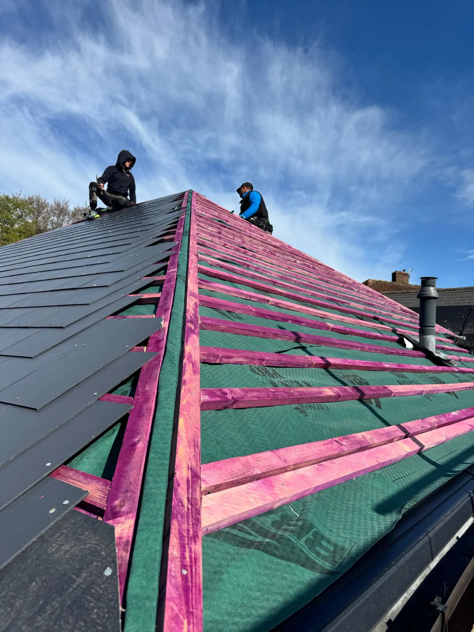 pink lines on roof roof