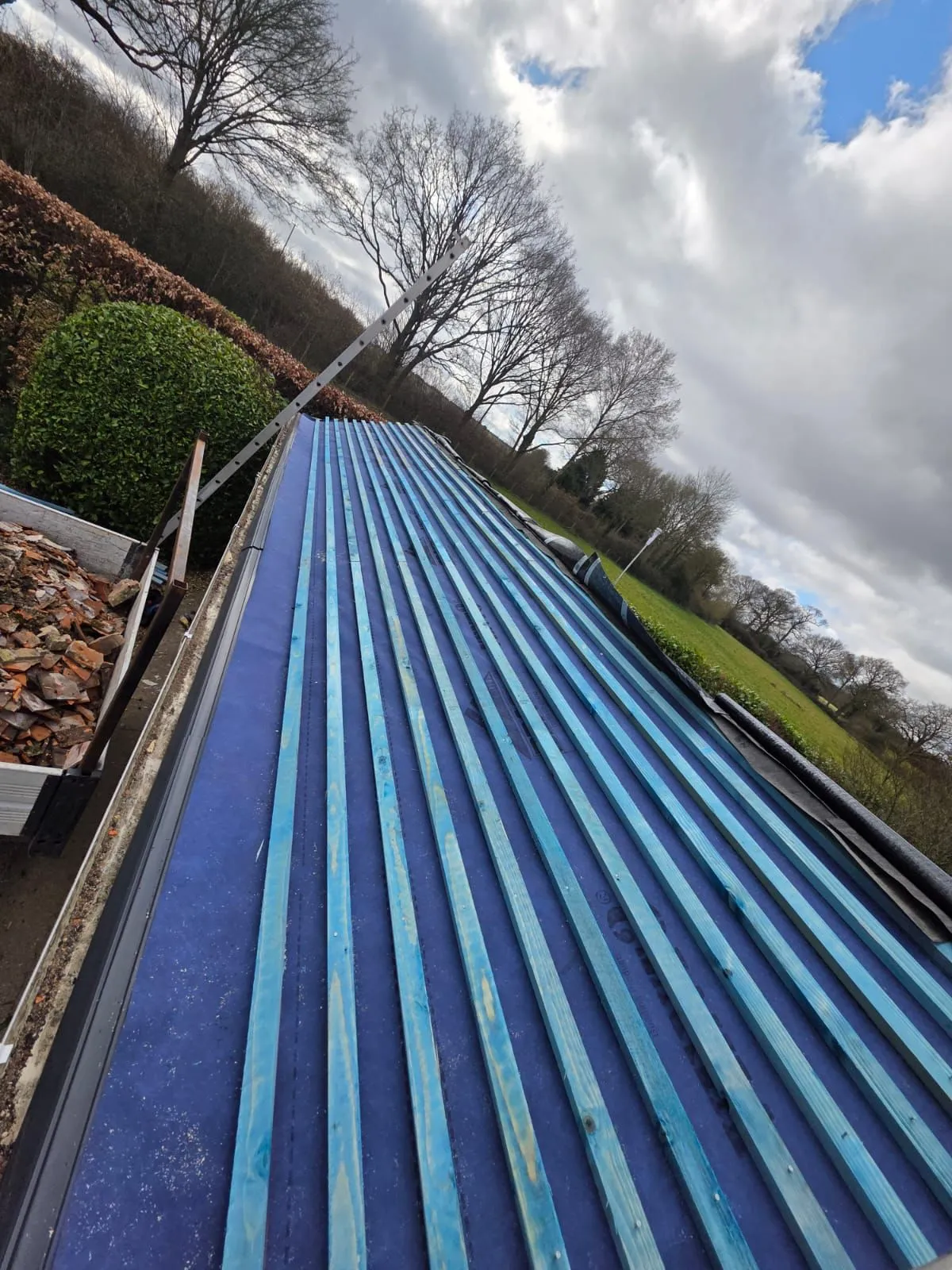 blue lines on roof